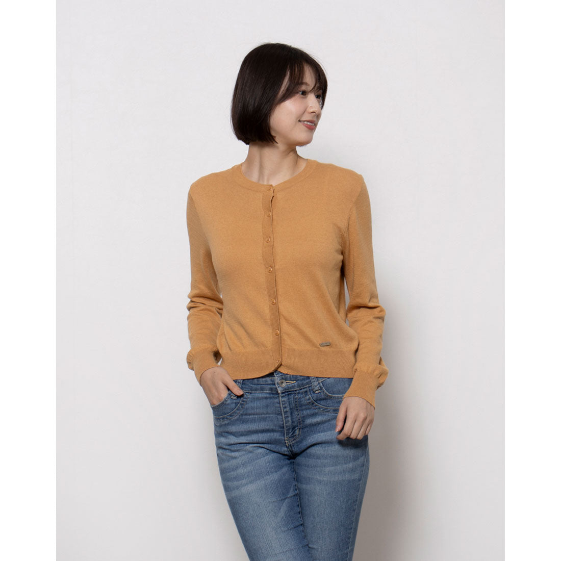 ルエブル LOEUVRE Essential Wool Cardigan - 01,ORANGE CAMEL