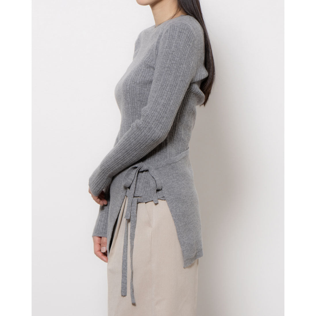 ルエブル LOEUVRE [SET]Layered Wrap Skirt + Slim fit Pullover - 01