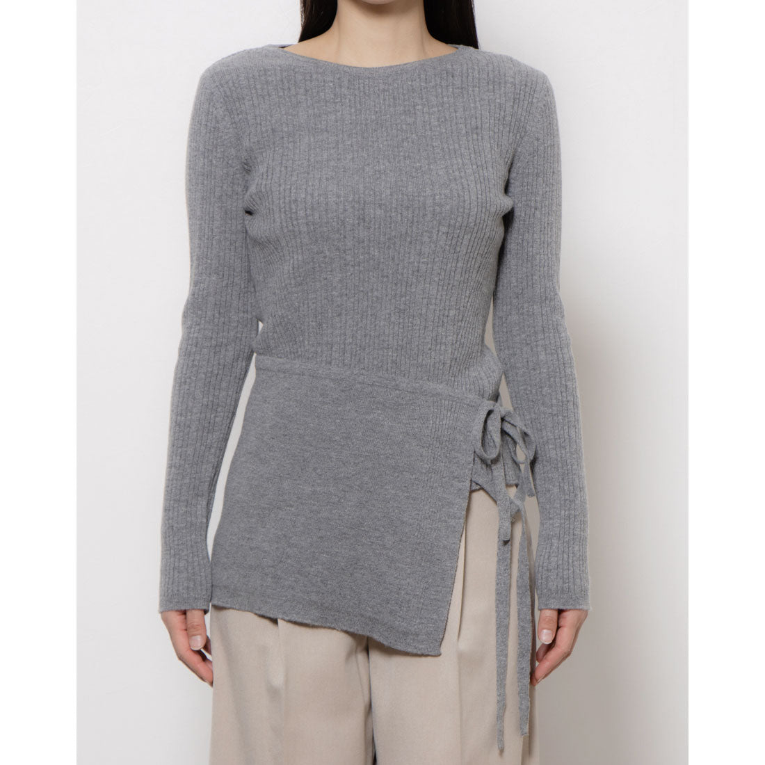 ルエブル LOEUVRE [SET]Layered Wrap Skirt + Slim fit Pullover - 01