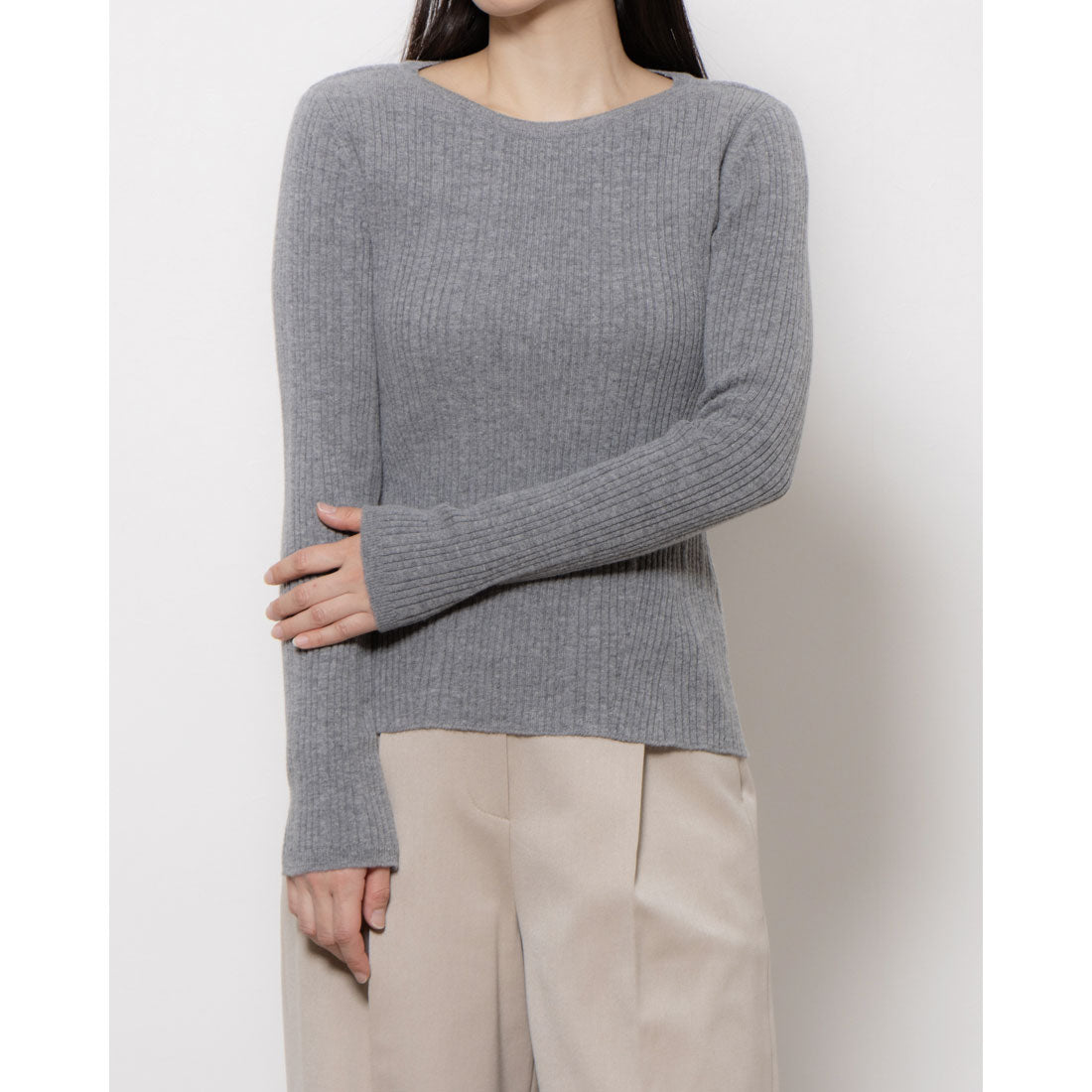 ルエブル LOEUVRE [SET]Layered Wrap Skirt + Slim fit Pullover - 01