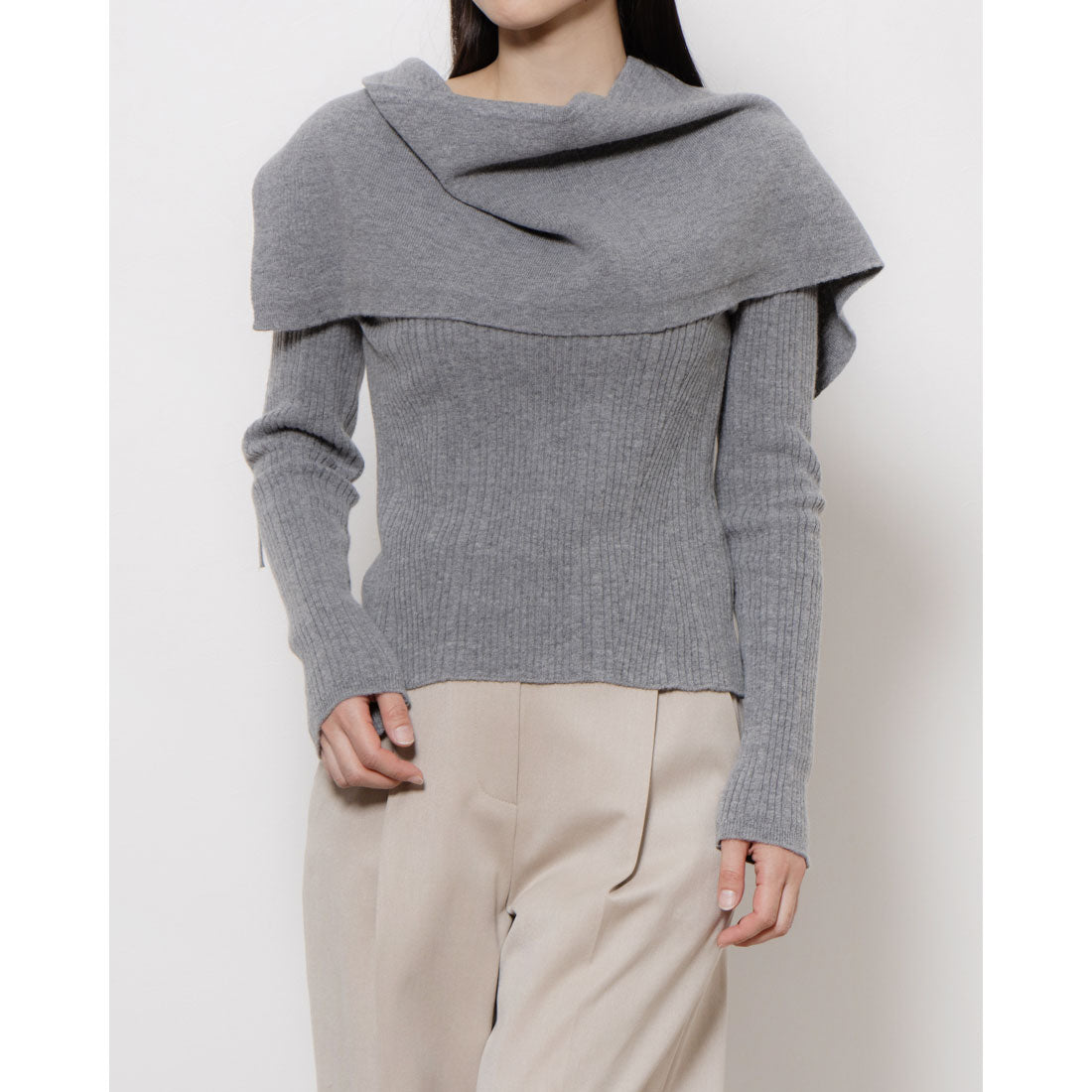 ルエブル LOEUVRE [SET]Layered Wrap Skirt + Slim fit Pullover - 01