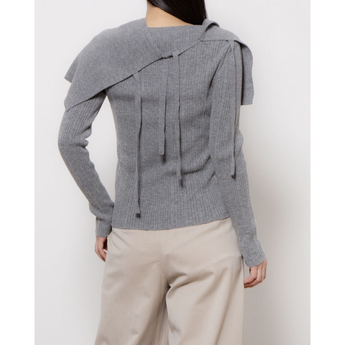 ルエブル LOEUVRE [SET]Layered Wrap Skirt + Slim fit Pullover - 01