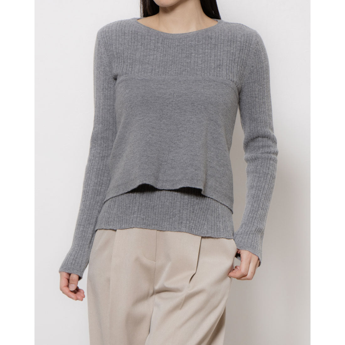 ルエブル LOEUVRE [SET]Layered Wrap Skirt + Slim fit Pullover - 01