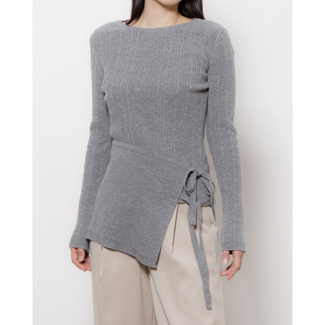 ルエブル LOEUVRE [SET]Layered Wrap Skirt + Slim fit Pullover - 01