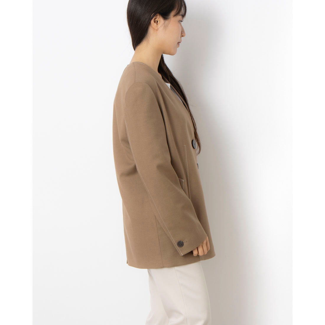 ルエブル LOEUVRE Collarless Oversized Jacket - 00 （D/BEIGE） D/BEIGE