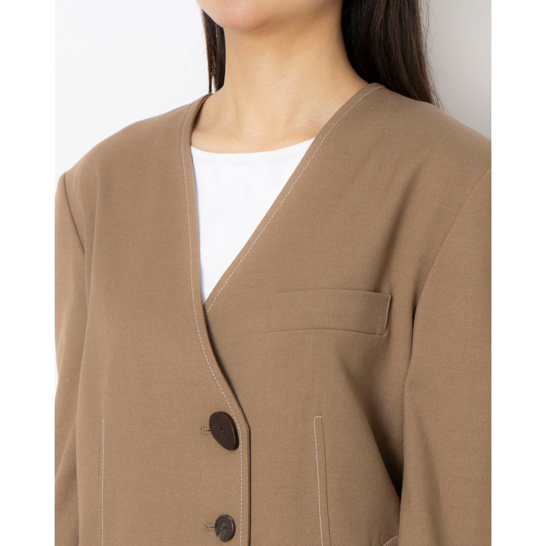 ルエブル LOEUVRE Collarless Oversized Jacket - 00 （D/BEIGE） D/BEIGE