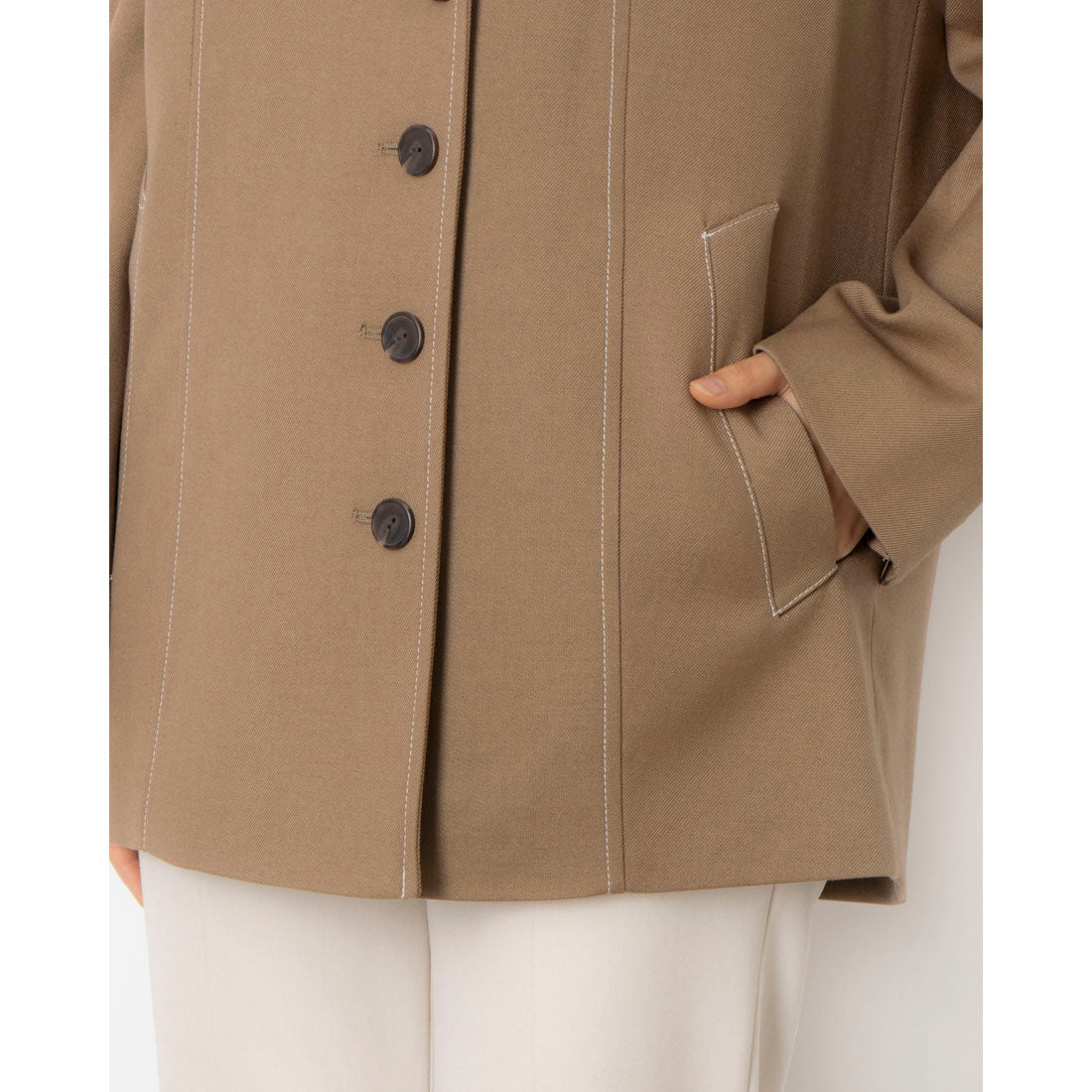 ルエブル LOEUVRE Collarless Oversized Jacket - 00 （D/BEIGE） D/BEIGE