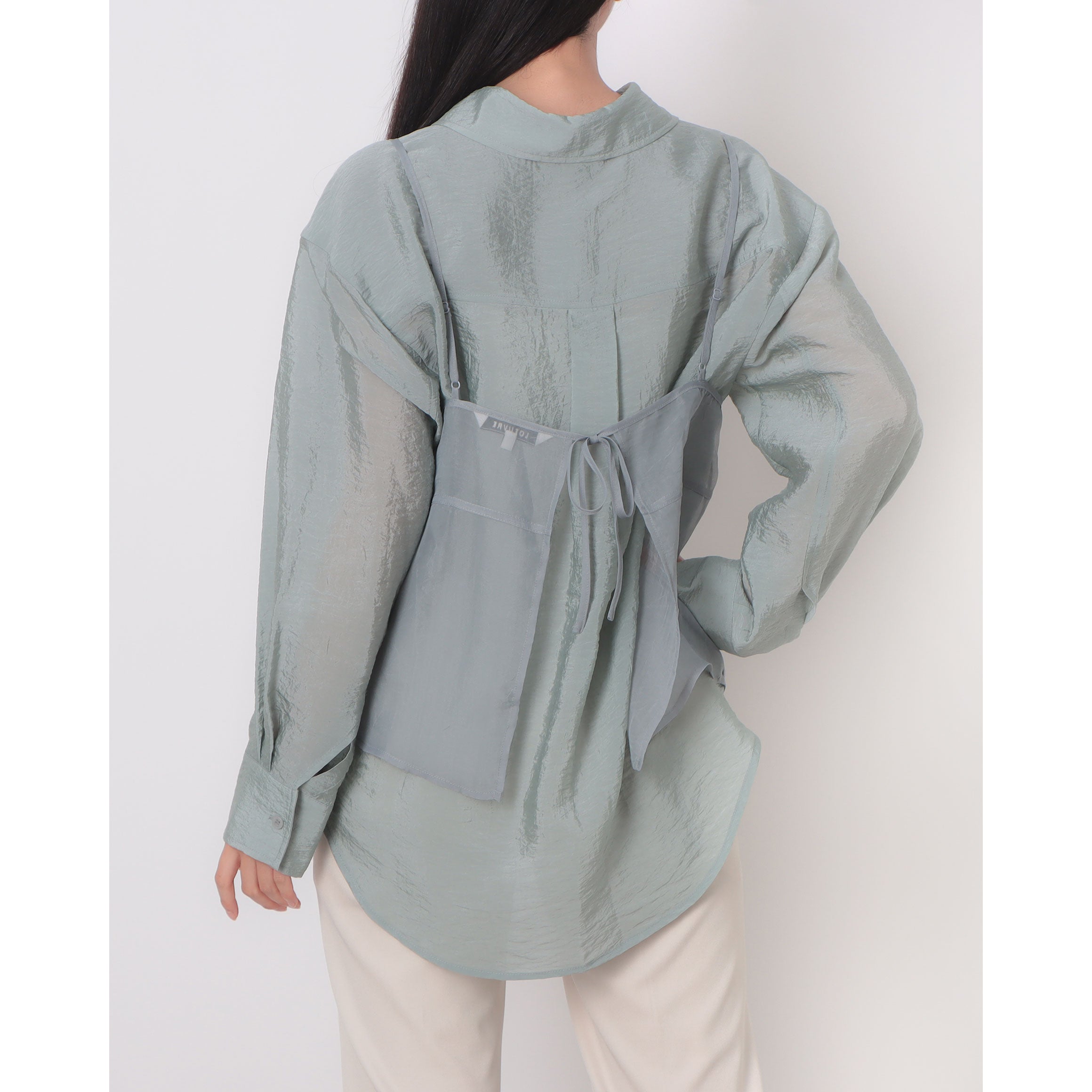 ルエブル LOEUVRE Creased Shirt+See-through Bustier Top Set - 00 （SOFT BLUE） SOFT BLUE