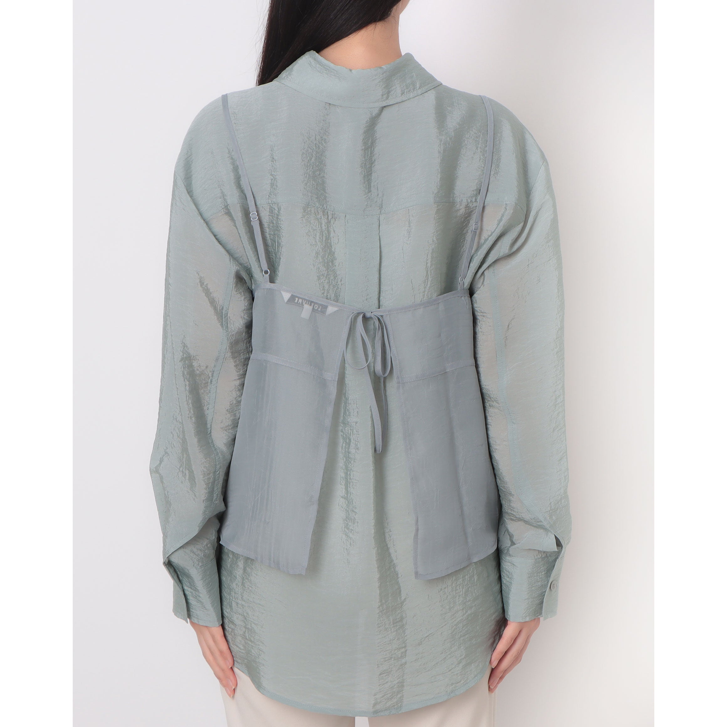 ルエブル LOEUVRE Creased Shirt+See-through Bustier Top Set - 00 （SOFT BLUE） SOFT BLUE