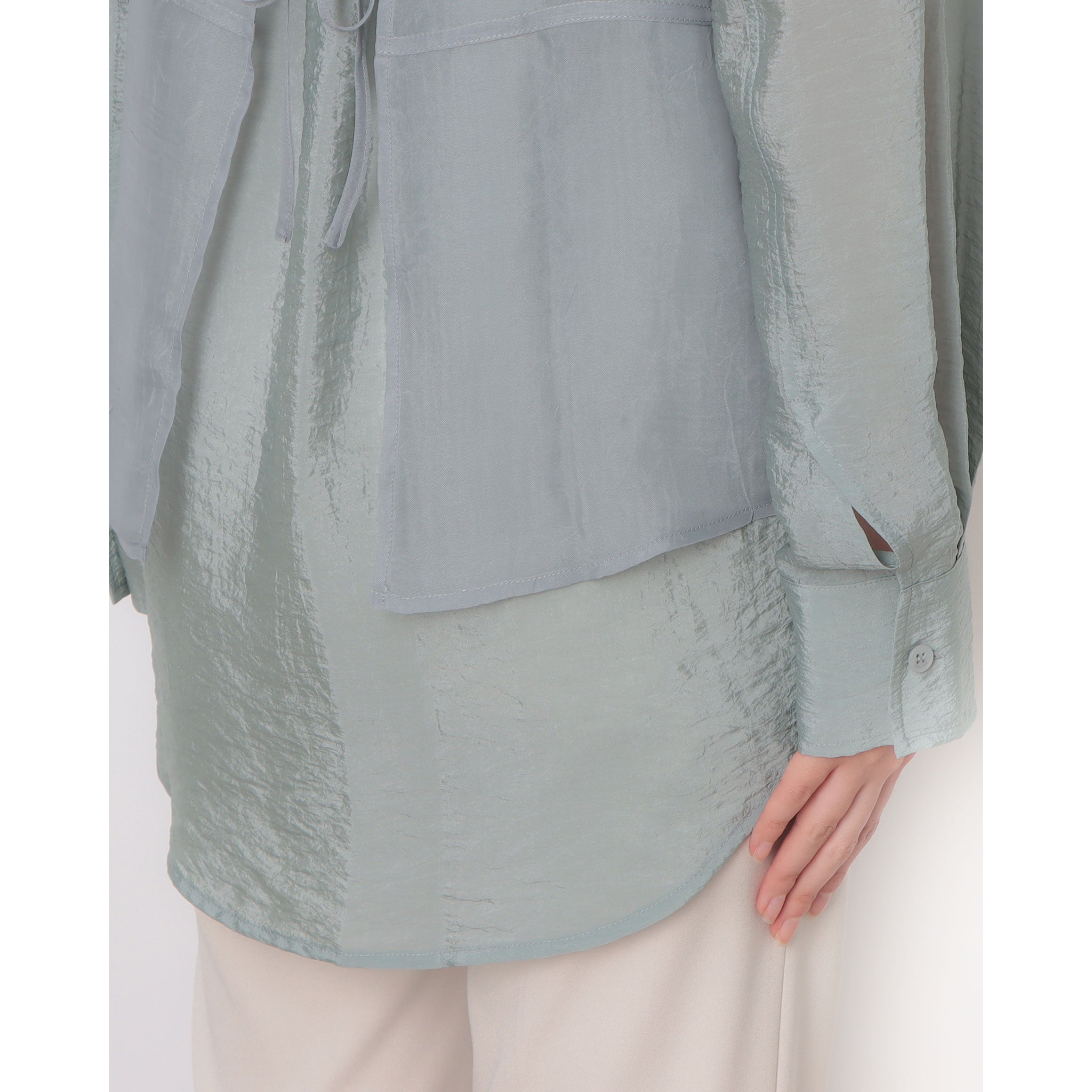 ルエブル LOEUVRE Creased Shirt+See-through Bustier Top Set - 00 （SOFT BLUE） SOFT BLUE