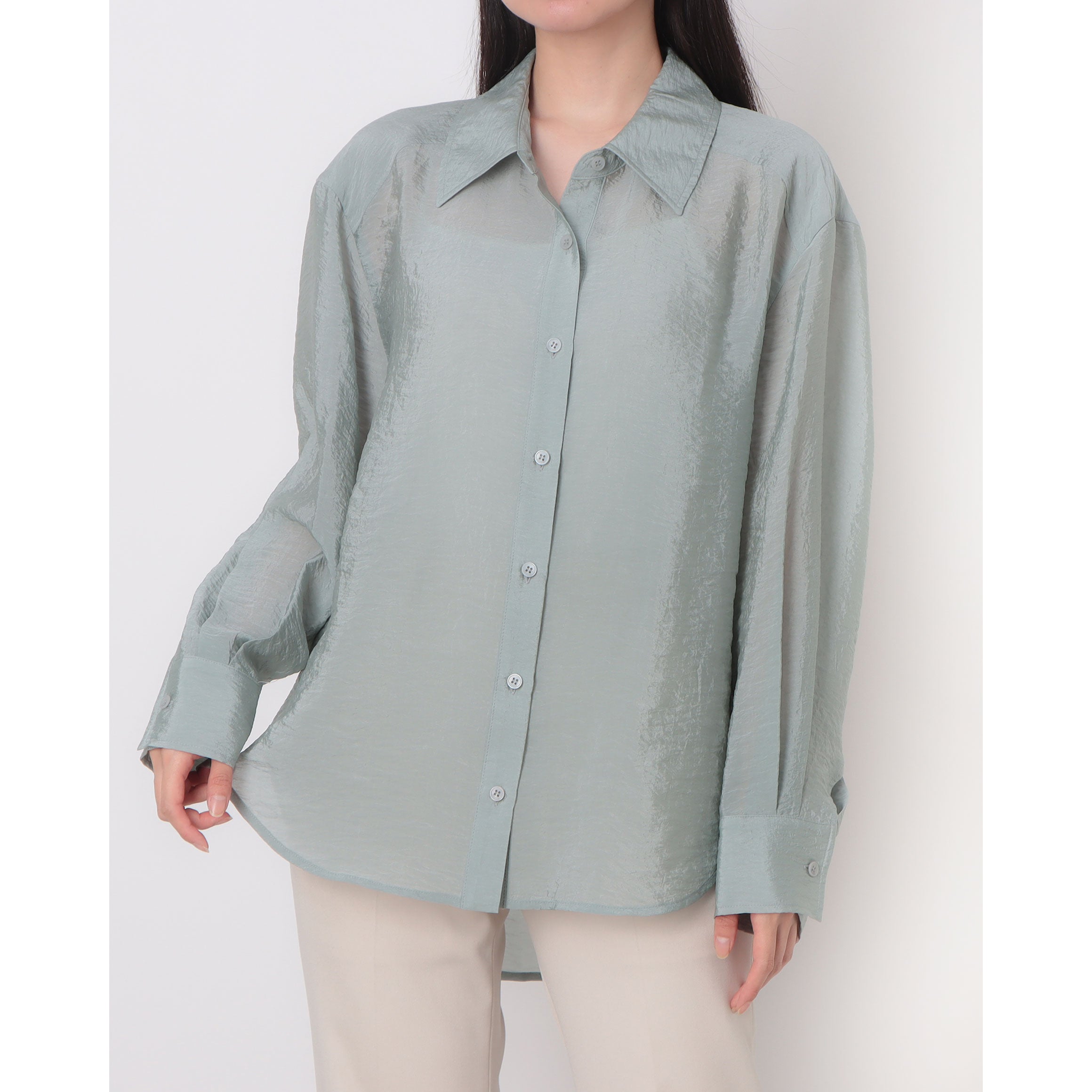 ルエブル LOEUVRE Creased Shirt+See-through Bustier Top Set - 00 （SOFT BLUE） SOFT BLUE