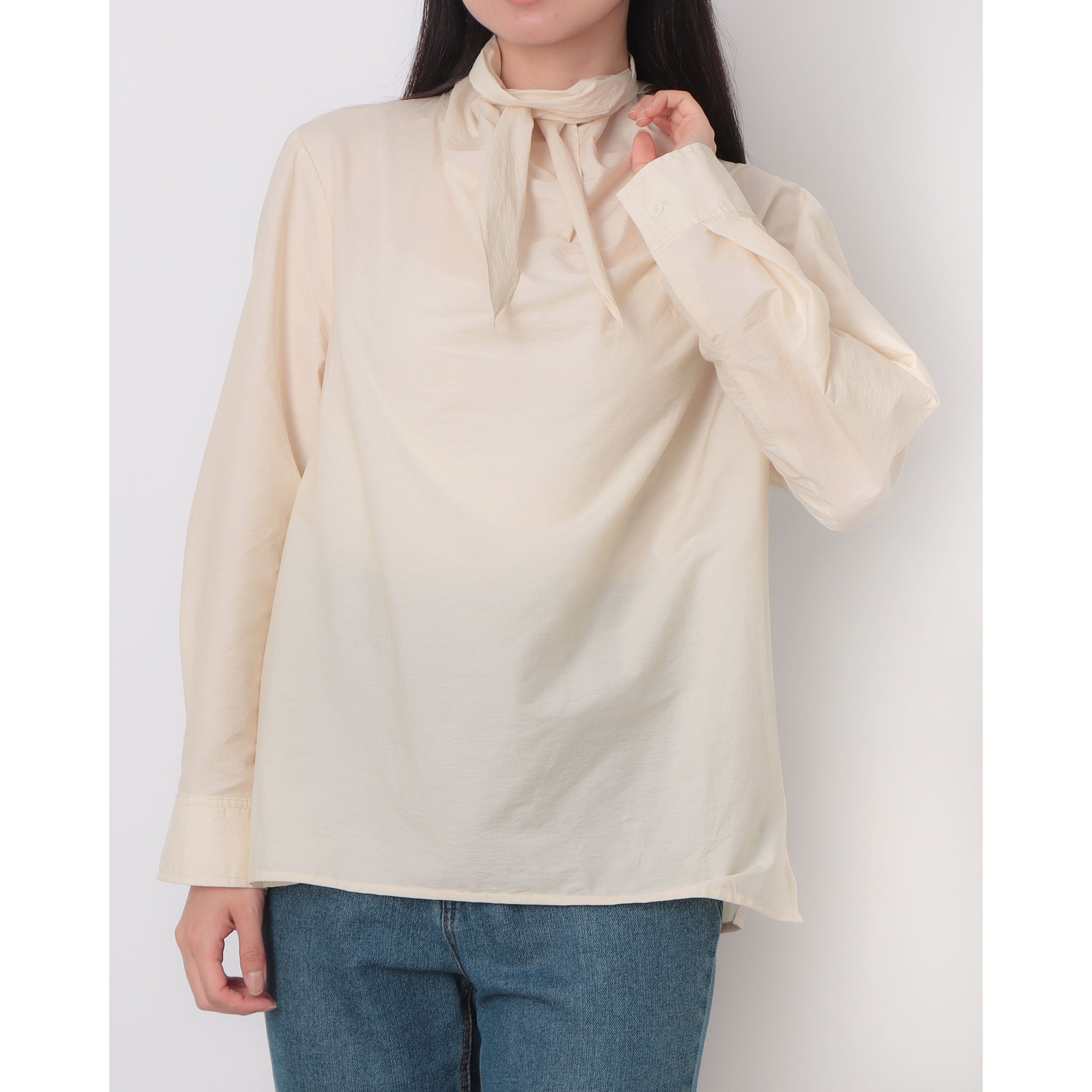 ルエブル LOEUVRE Draped Scarf Blouse - 01 （BUTTER BEIGE） BUTTER BEIGE