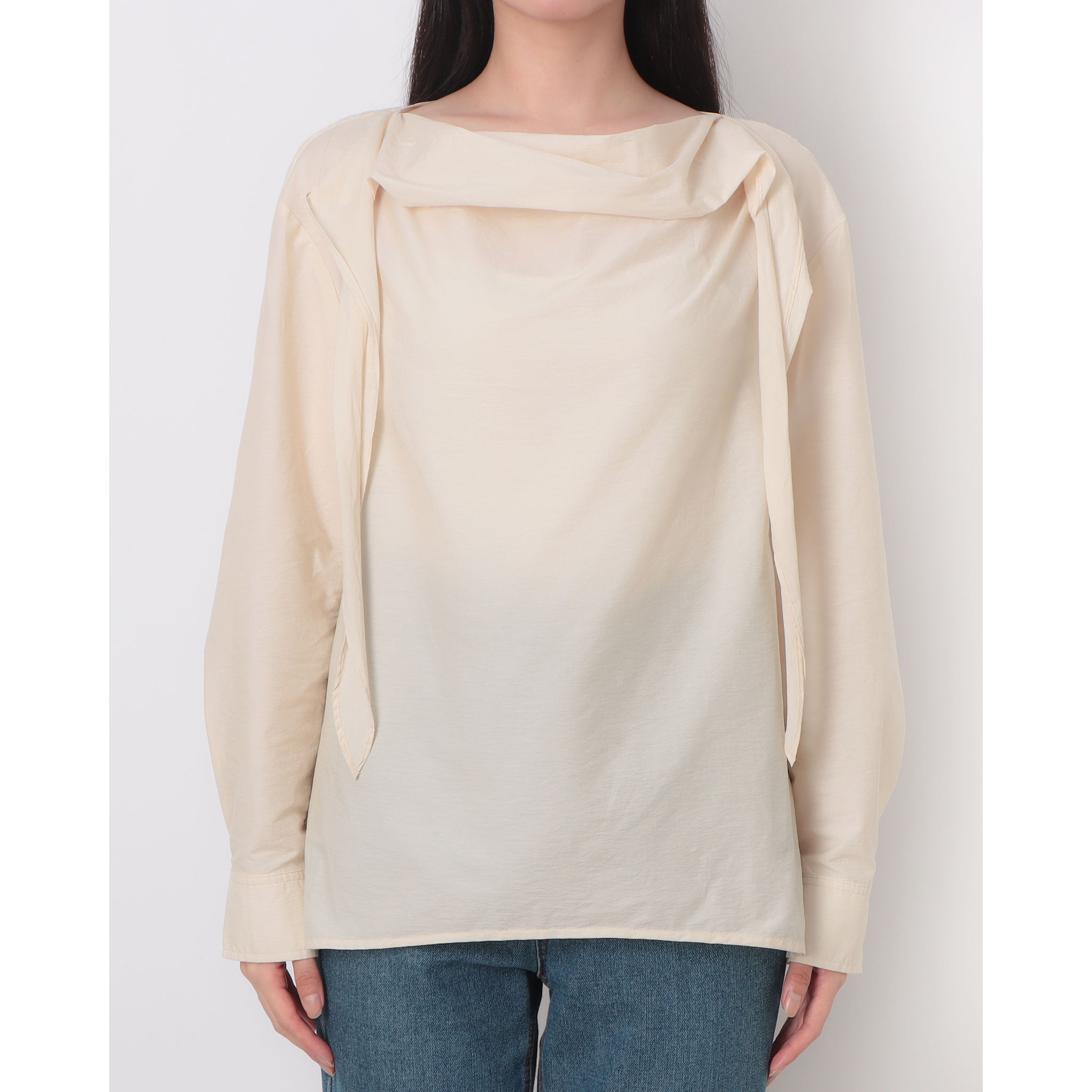 ルエブル LOEUVRE Draped Scarf Blouse - 01 （BUTTER BEIGE） BUTTER BEIGE