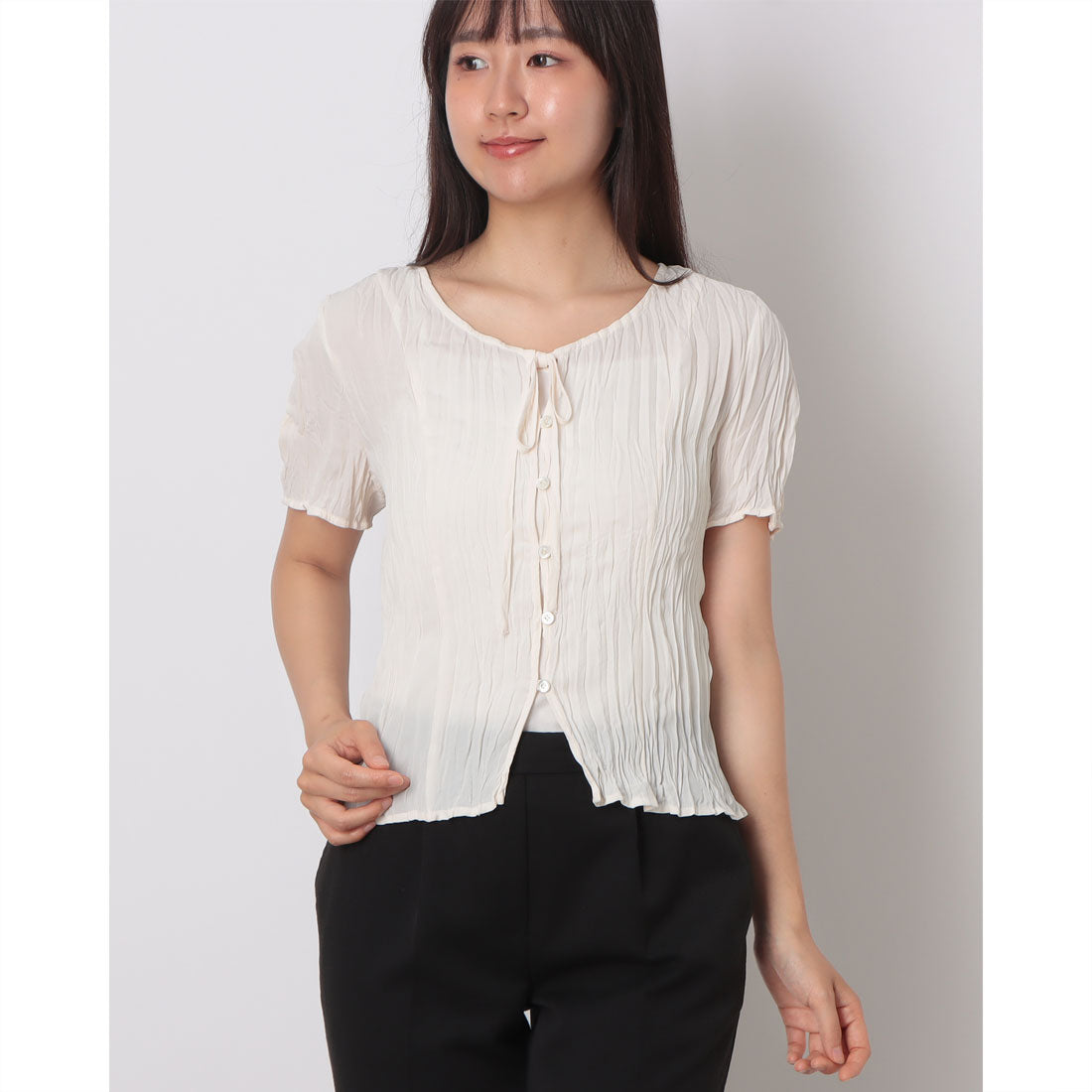 ルエブル LOEUVRE Wrinkle String Blouse （9A CREAM） 9A CREAM