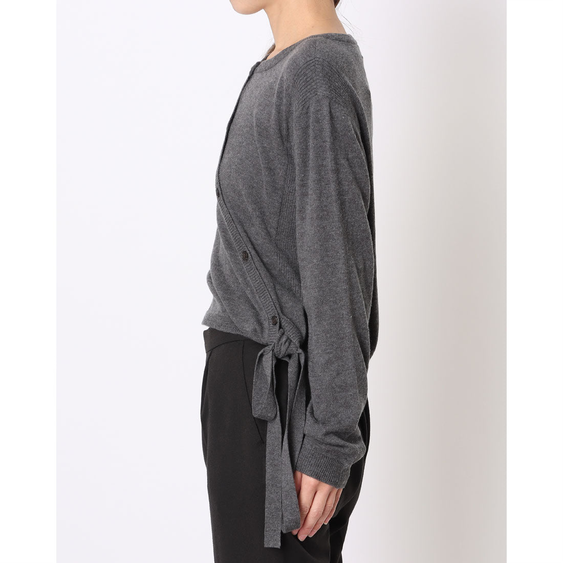 ルエブル LOEUVRE Diagonal Tied Cardigan （CHARCOAL） CHARCOAL