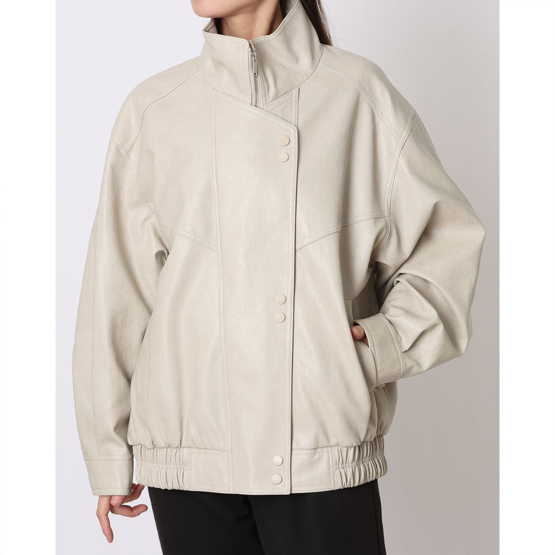 ルエブル LOEUVRE Asymmetric Plancket Leather Jacket （BEIGE） BEIGE