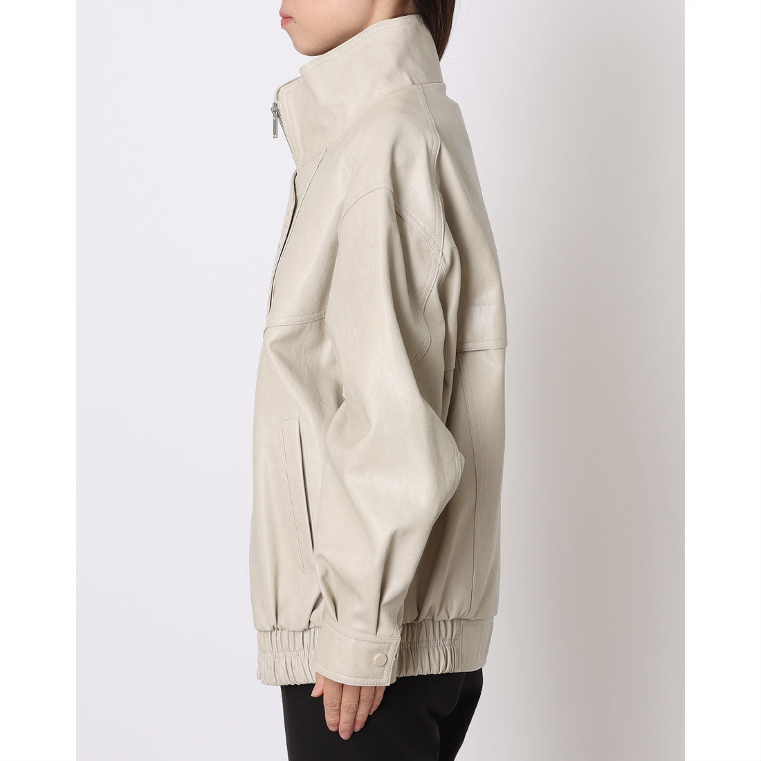 ルエブル LOEUVRE Asymmetric Plancket Leather Jacket （BEIGE） BEIGE