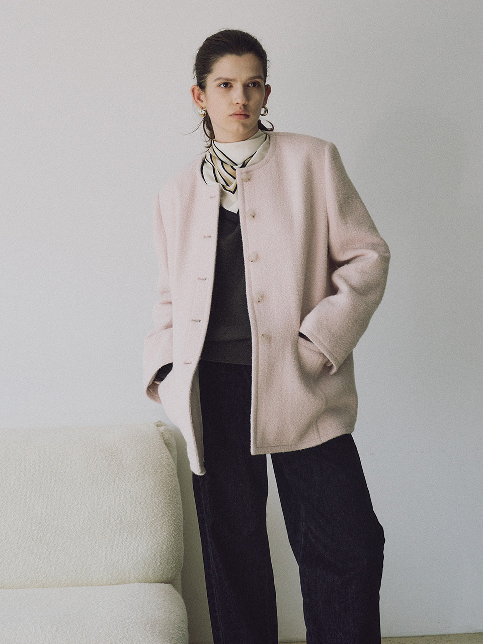 ルエブル LOEUVRE Boucle Round Neck Jacket （L/PINK） L/PINK