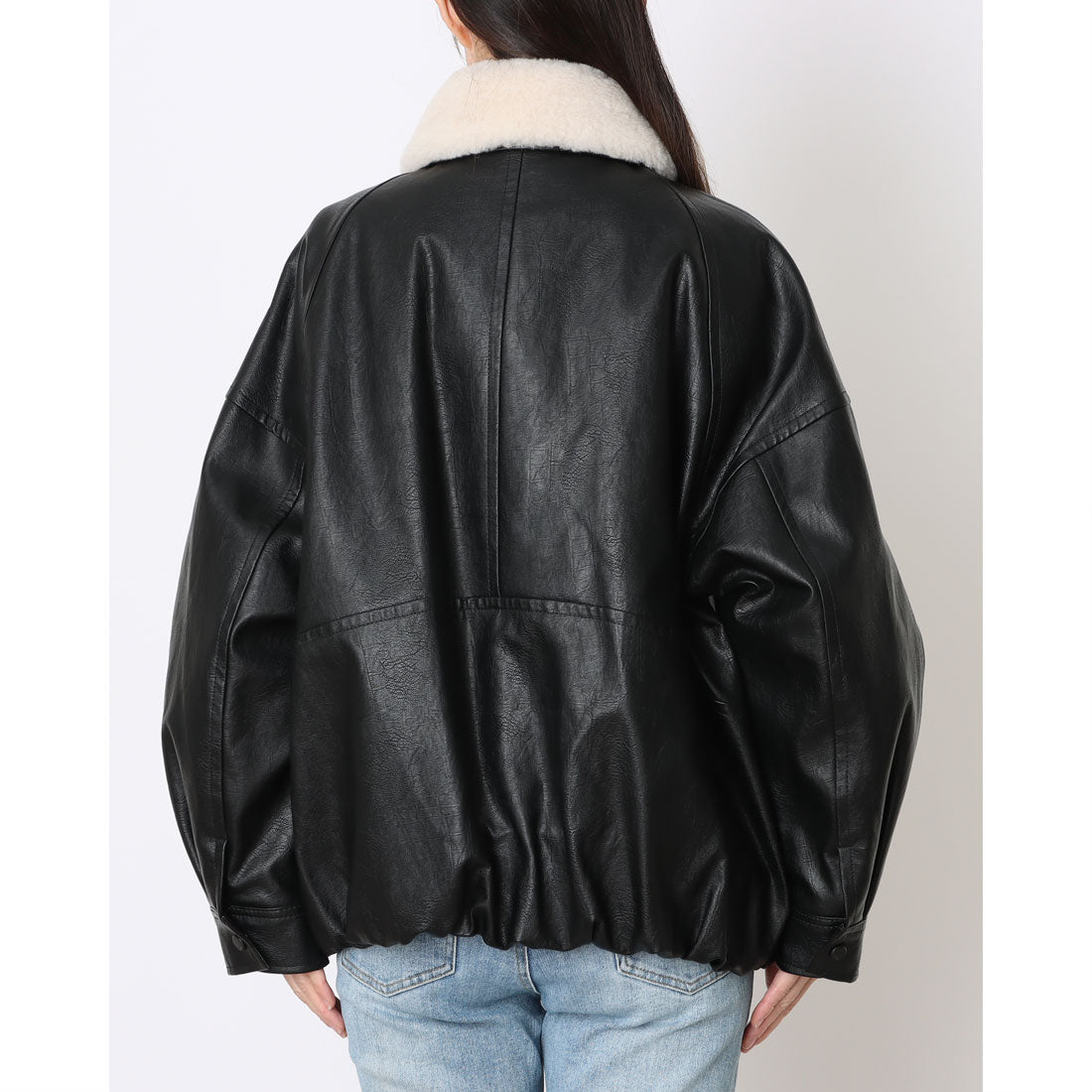 ルエブル LOEUVRE Detachable Fur Collar-Faux Leather Jacket （BLACK） BLACK