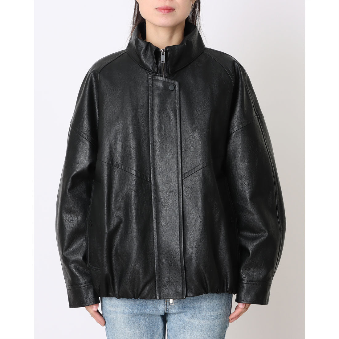 ルエブル LOEUVRE Detachable Fur Collar-Faux Leather Jacket （BLACK） BLACK