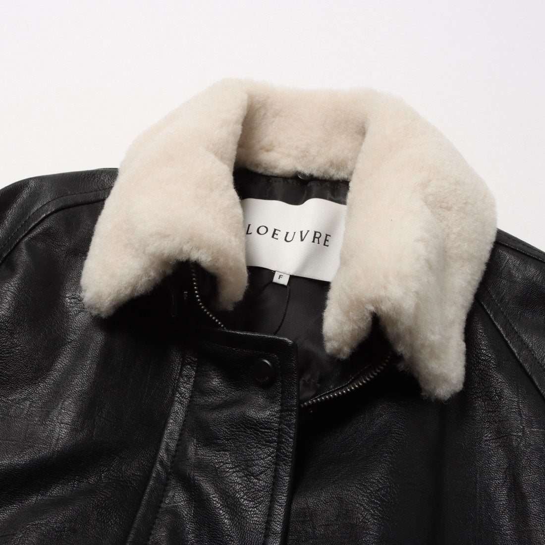 ルエブル LOEUVRE Detachable Fur Collar-Faux Leather Jacket （BLACK） BLACK