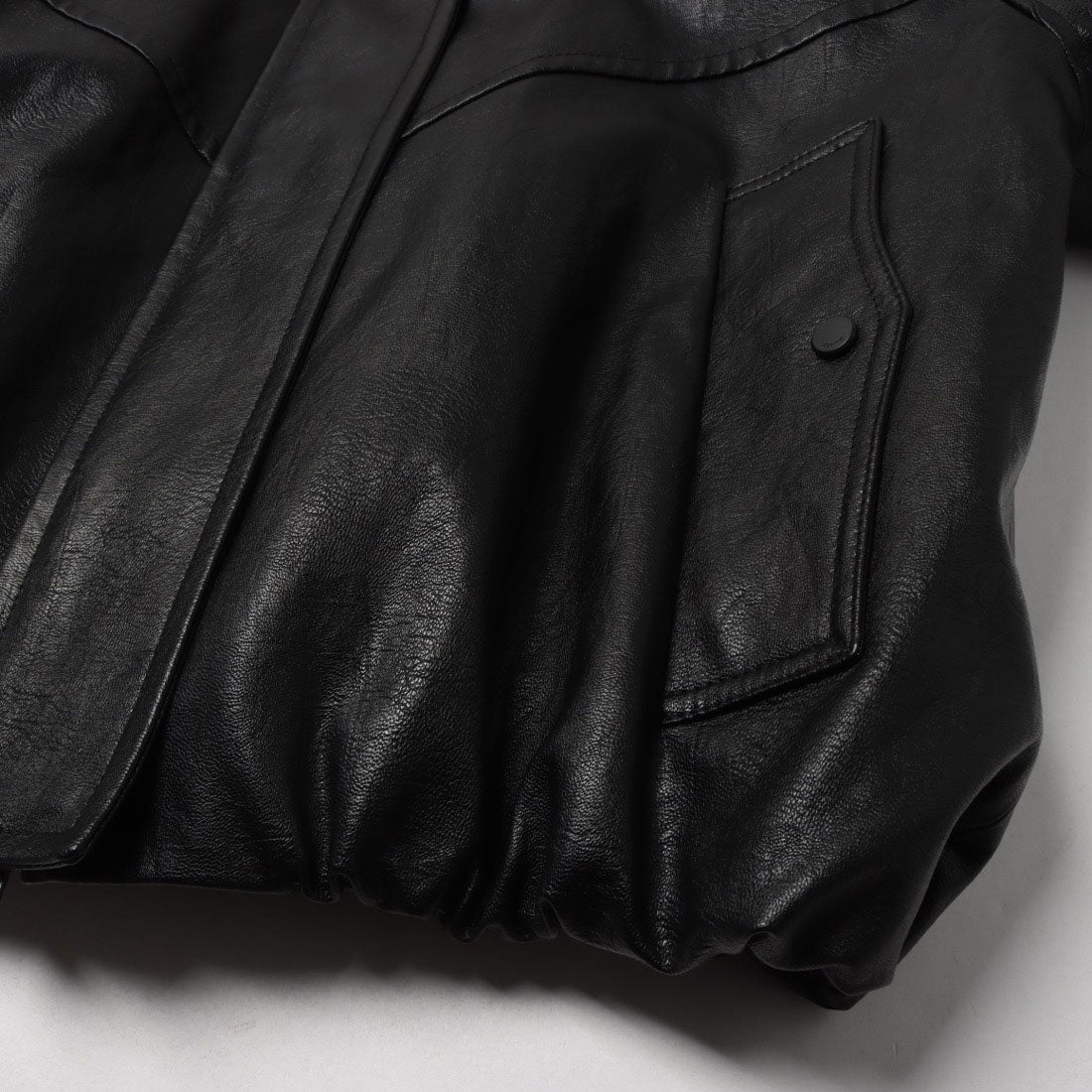 ルエブル LOEUVRE Detachable Fur Collar-Faux Leather Jacket （BLACK） BLACK