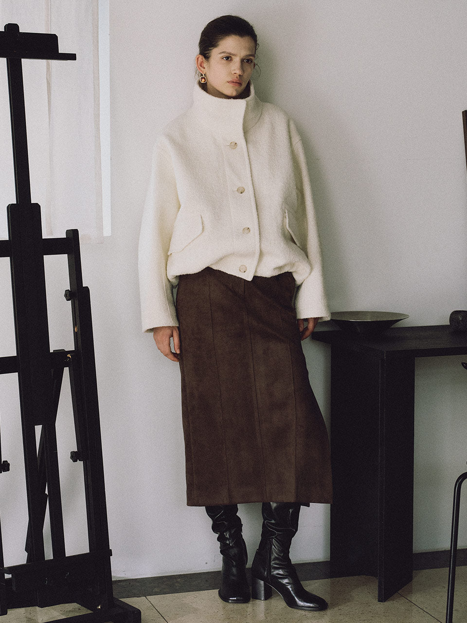 ルエブル LOEUVRE Textured Boucle Short Jacket （IVORY） IVORY