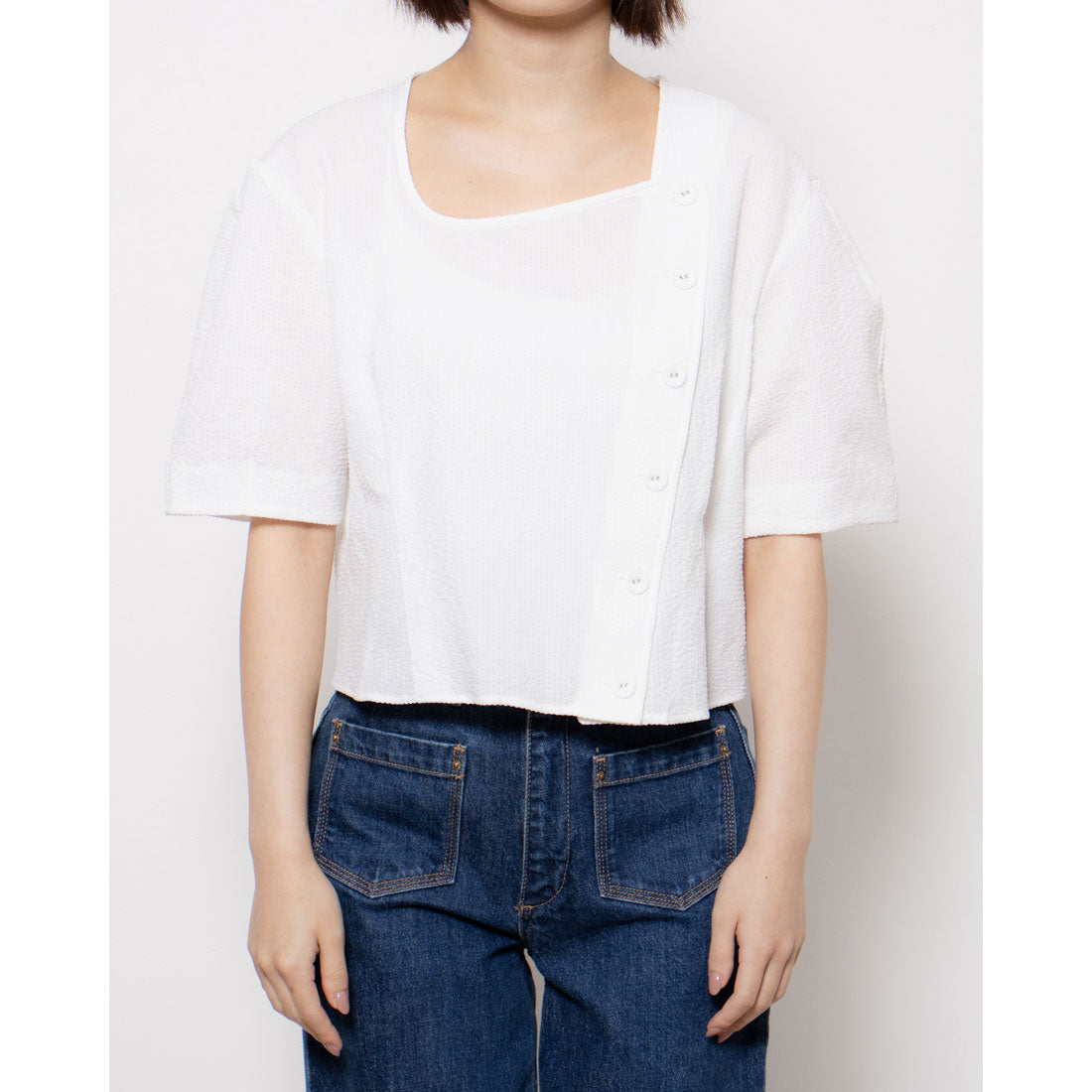 ルエブル LOEUVRE Square Curved-neck Blouse