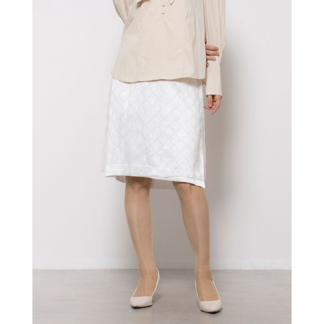 ルエブル LOEUVRE Square Spangle Layered Skirt