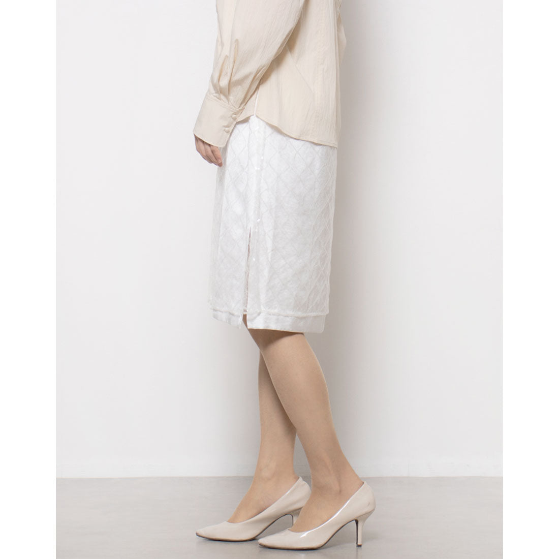ルエブル LOEUVRE Square Spangle Layered Skirt