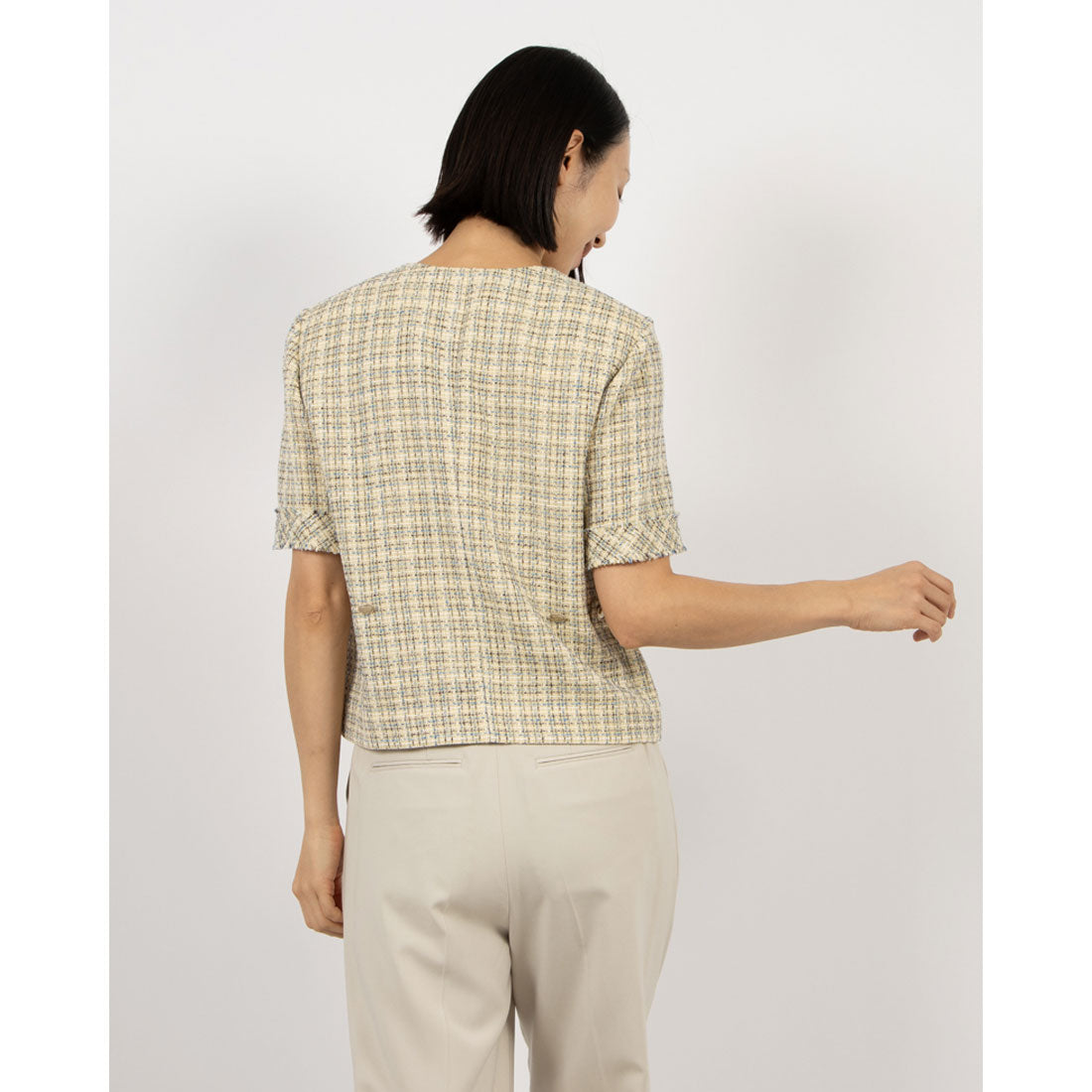 ルエブル LOEUVRE Half Sleeve Tweed Crop Jacket
