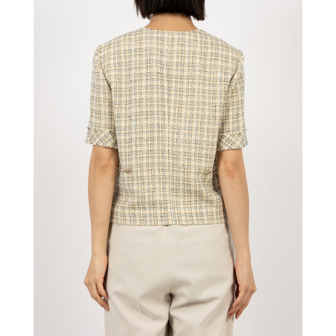 ルエブル LOEUVRE Half Sleeve Tweed Crop Jacket