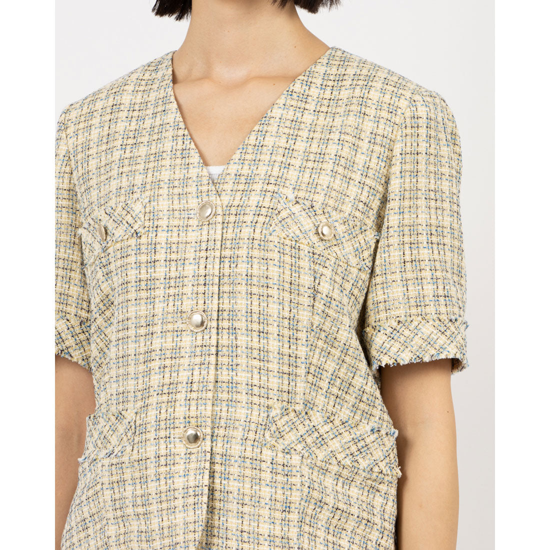 ルエブル LOEUVRE Half Sleeve Tweed Crop Jacket