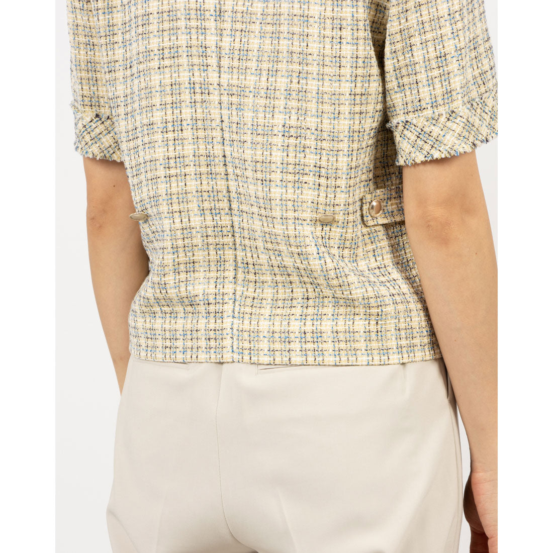 ルエブル LOEUVRE Half Sleeve Tweed Crop Jacket