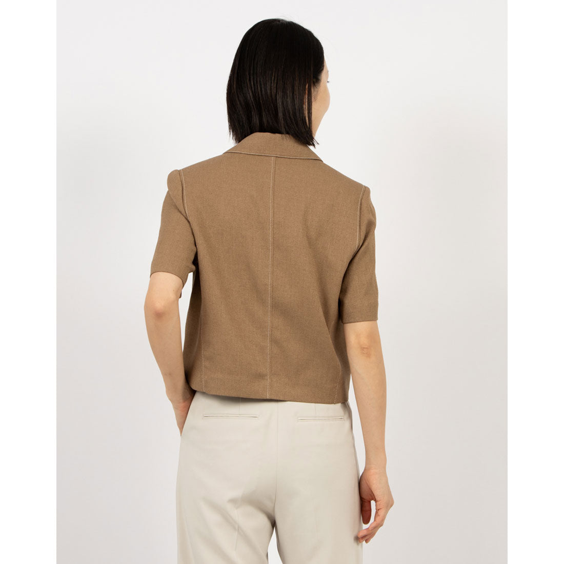 ルエブル LOEUVRE Top-Stitched Half Sleeve Jacket
