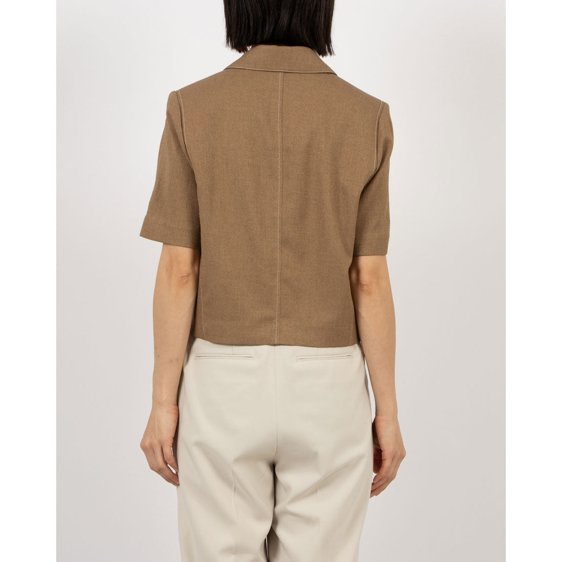 ルエブル LOEUVRE Top-Stitched Half Sleeve Jacket