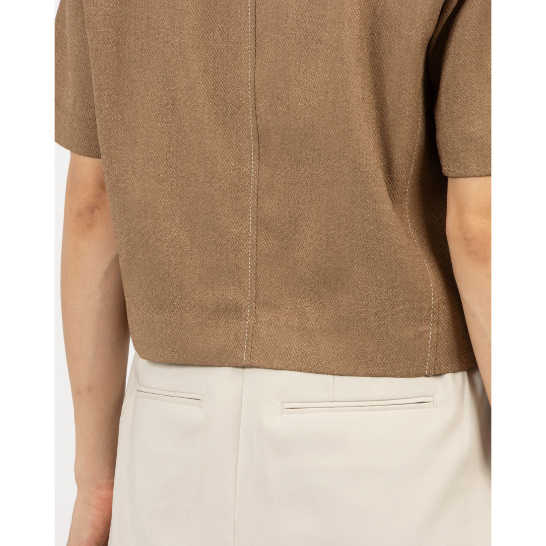 ルエブル LOEUVRE Top-Stitched Half Sleeve Jacket