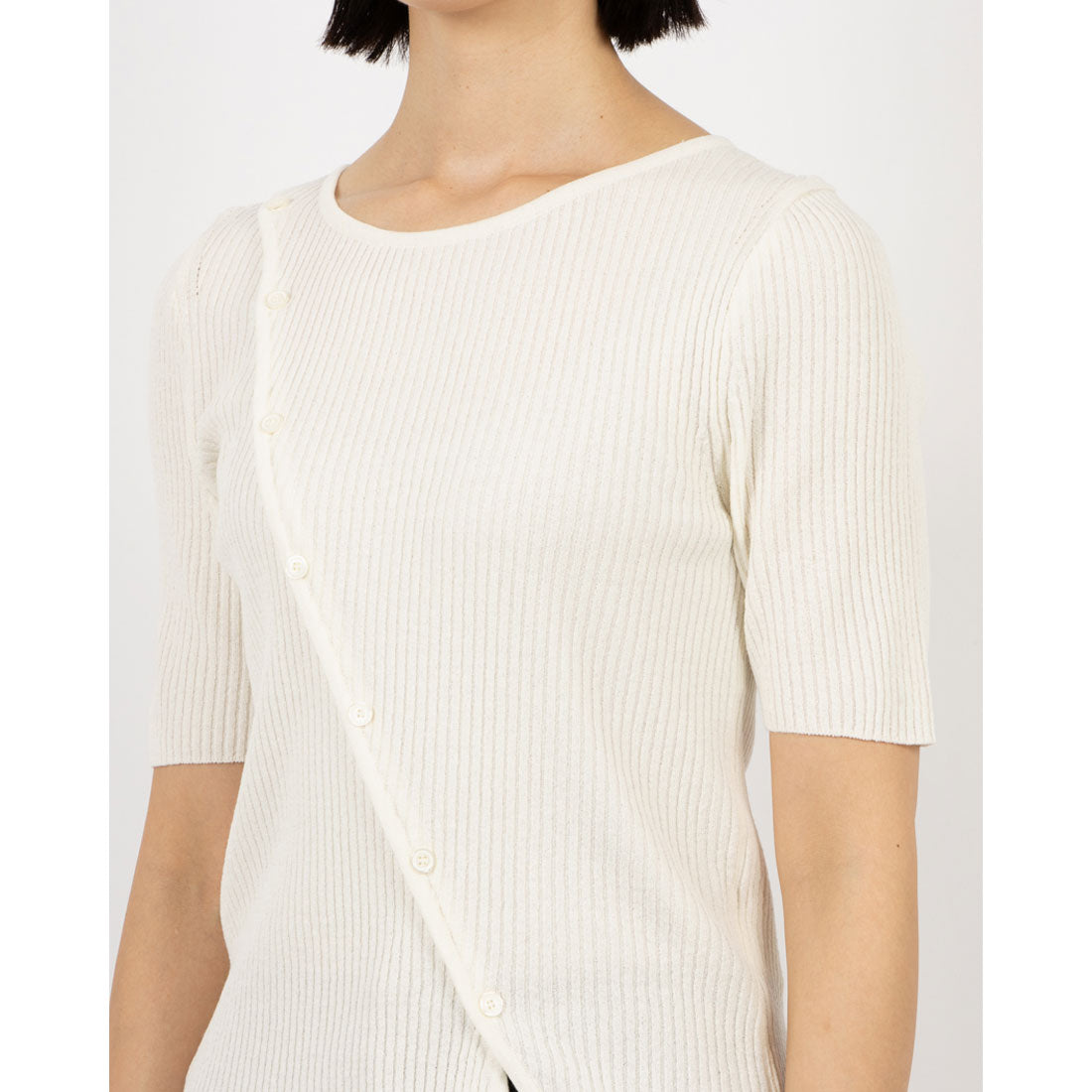 ルエブル LOEUVRE Diagonal Button Slit Knit
