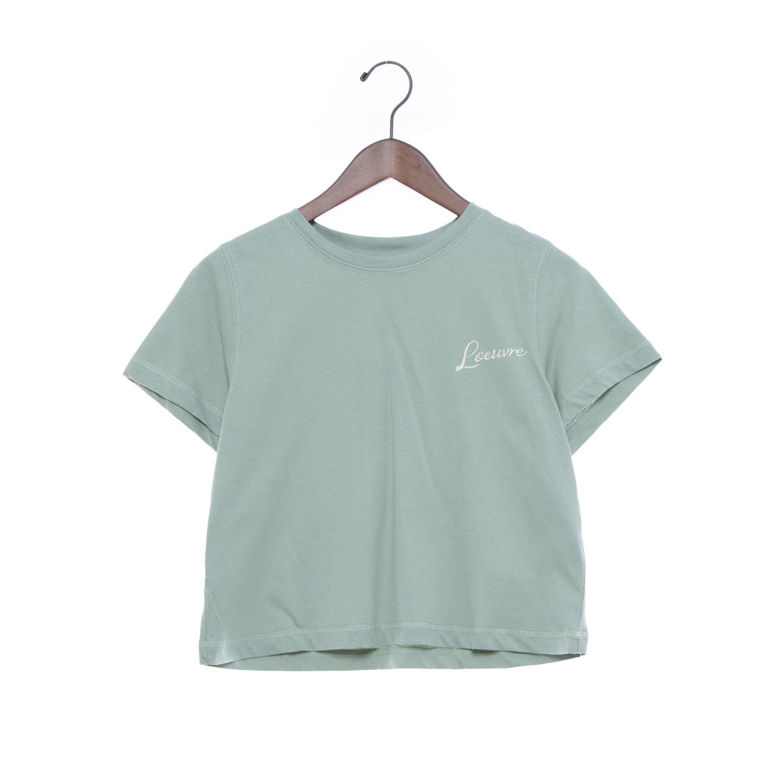 ルエブル LOEUVRE Rough-Lettering Crop T-shirt,MINT