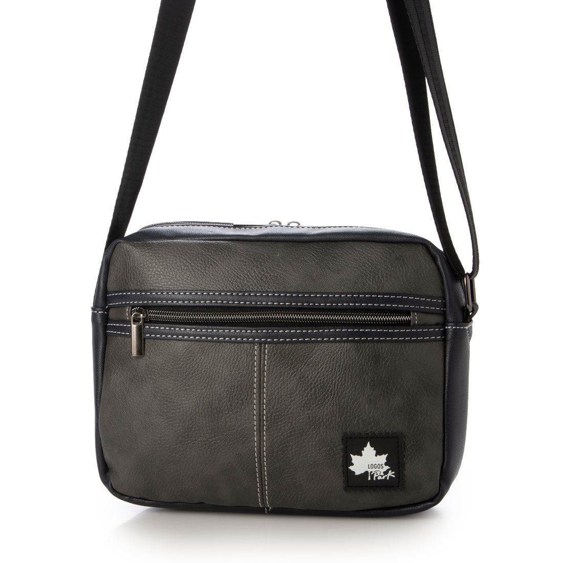 ロゴスパーク LOGOS Park ショルダーバッグ メンズ スクエア ファスナー ポシェット カジュアル タウンユース フェイクレザー （グレー） グレー