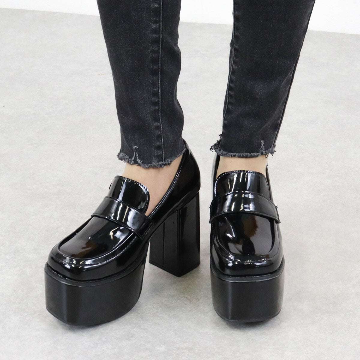 Love Hunter Thick Sole Chunky Heel Square Toe Loafers /1634