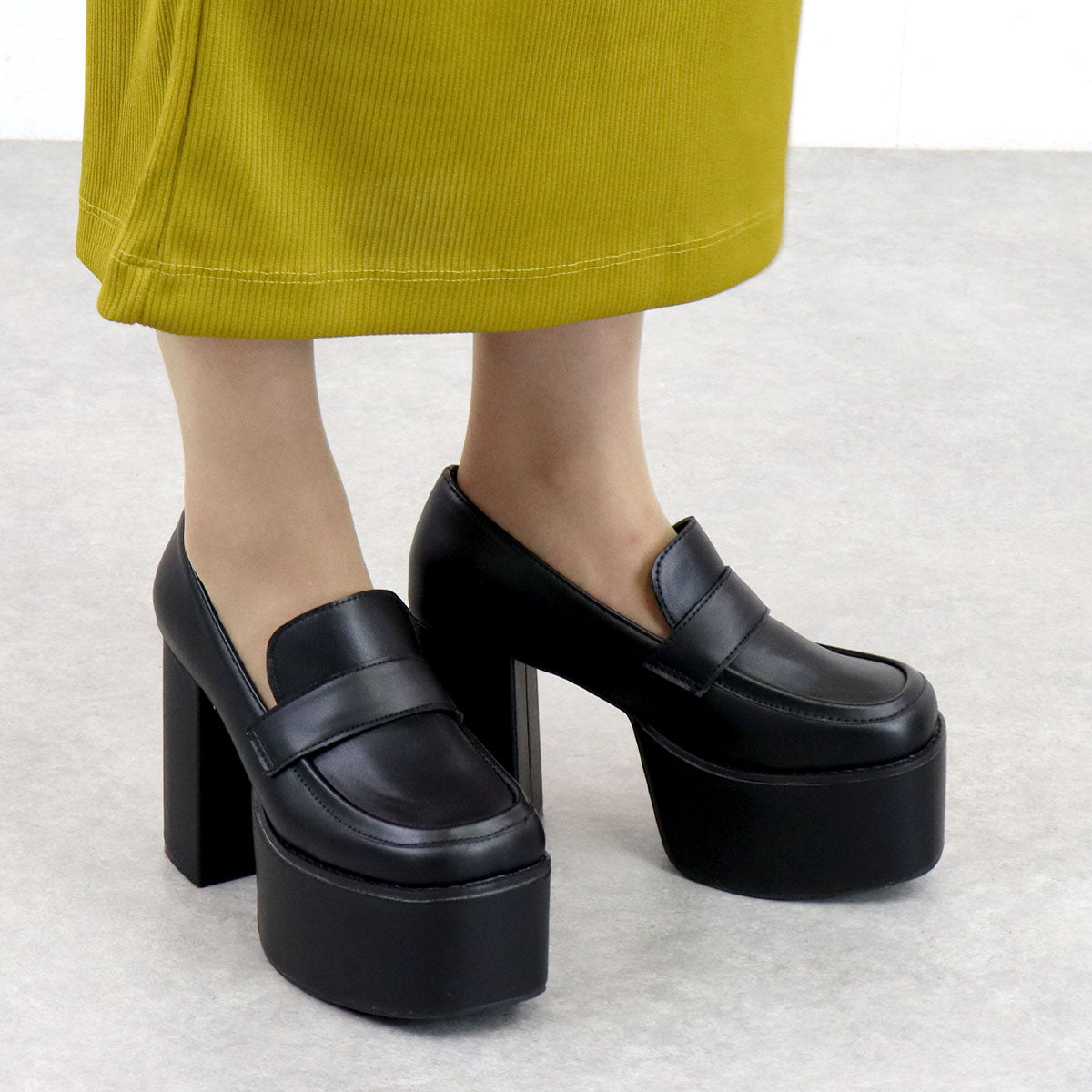 Love Hunter Thick Sole Chunky Heel Square Toe Loafers /1634
