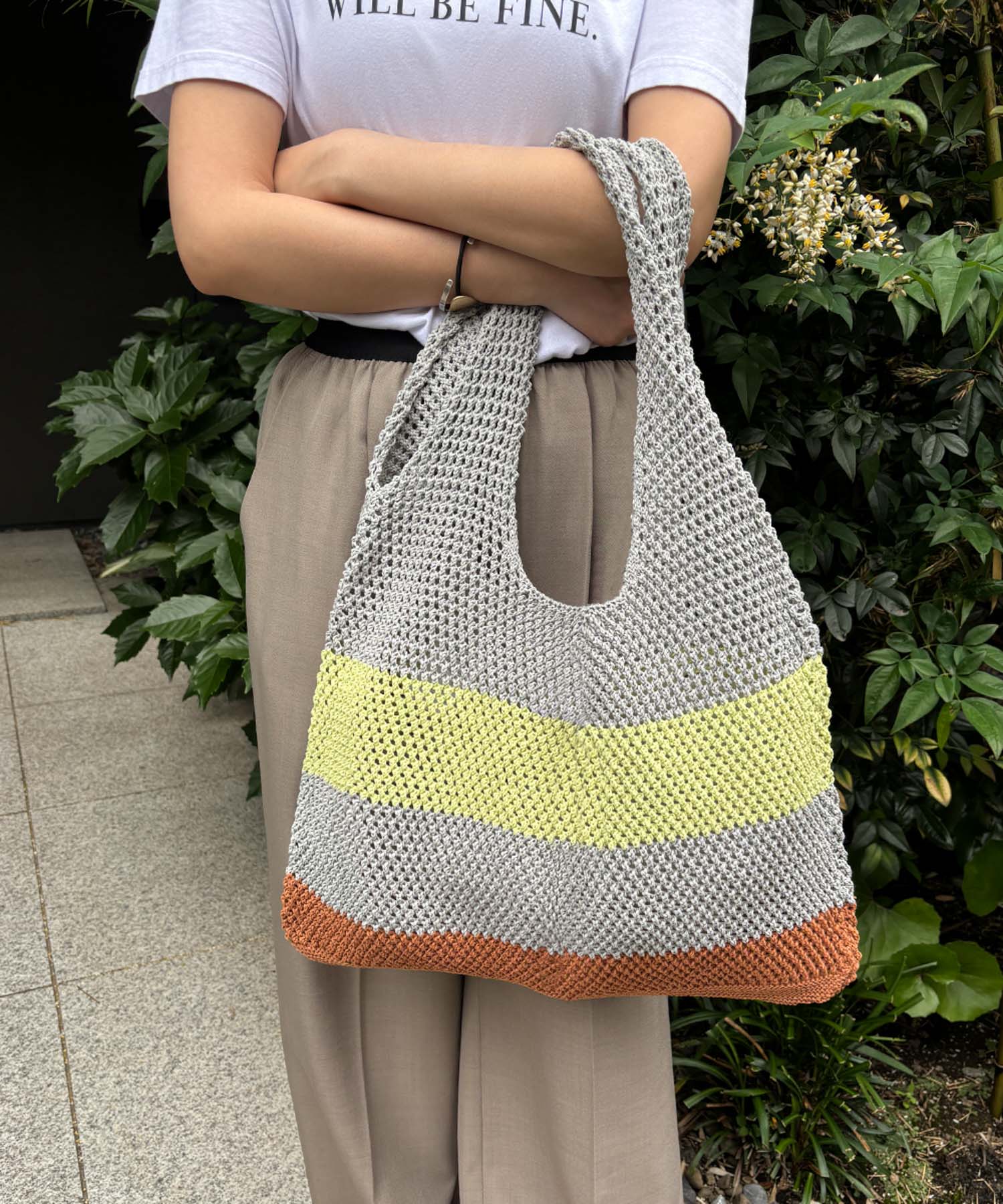 ロワ LOWO カラフルボーダーメッシュトートバッグ （Fタイプ） Fタイプ