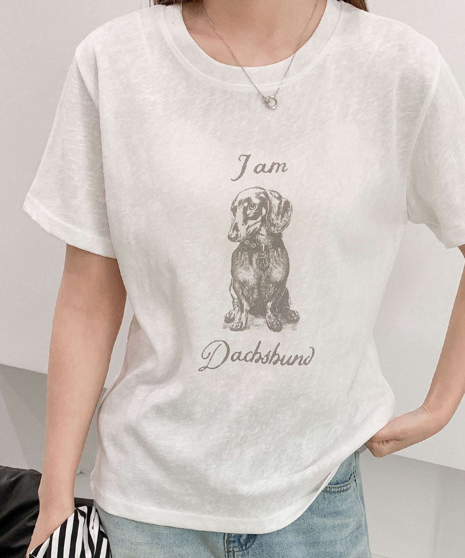 Lowo Cotton-Linen Blend Monotone Animal Print Sheer T-Shirt Cut and Se