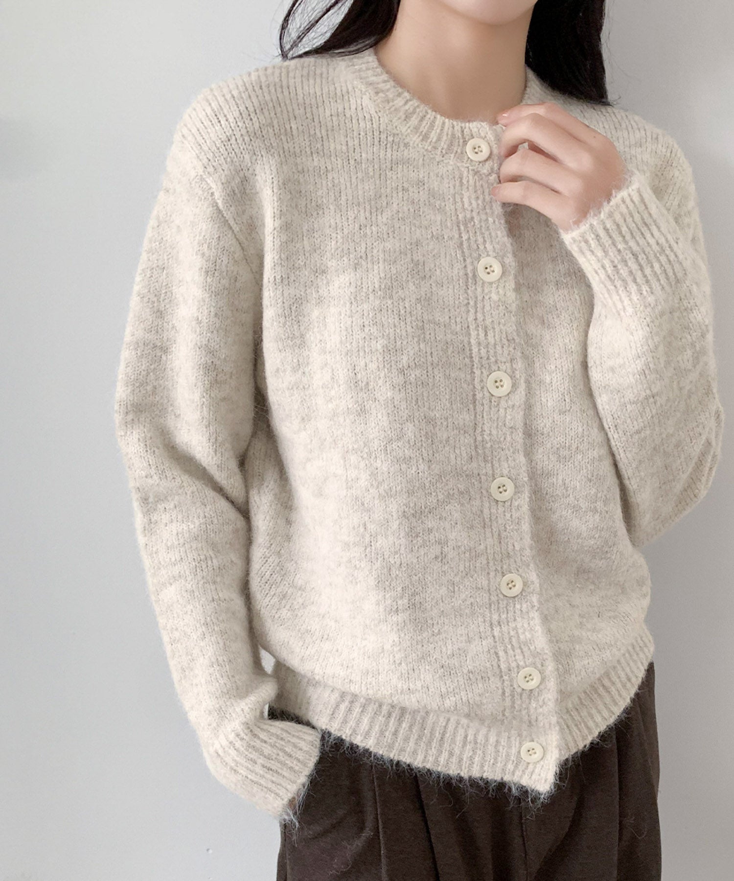 ロワ LOWO ニットカーディガン 長袖 トップス レディース（ベージュ） ベージュ