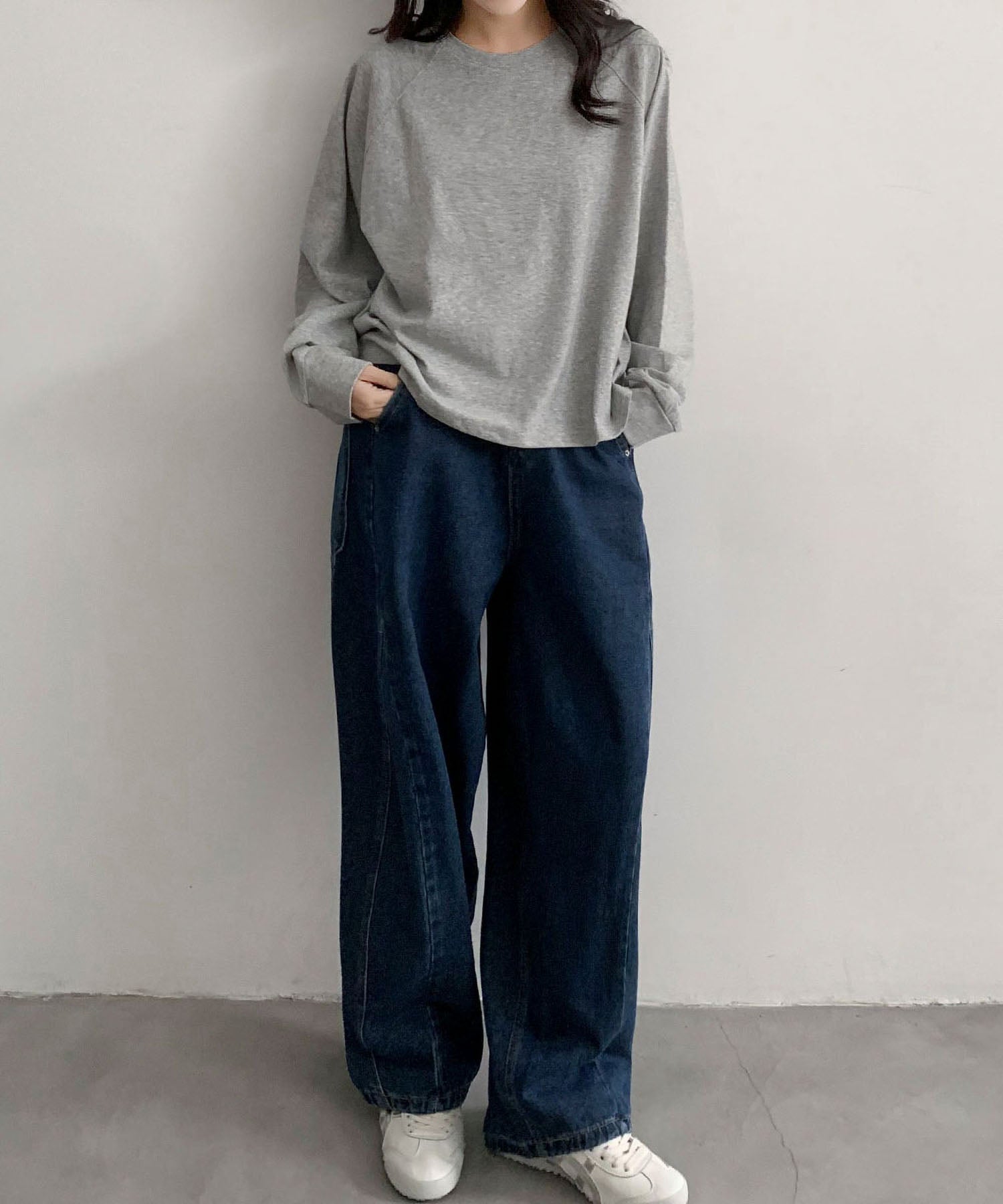 ロワ LOWO 【綿100％使用】シンプル ロンT カットソー 長袖 きれいめ レディース ロングTシャツ レディース（グレー） グレー