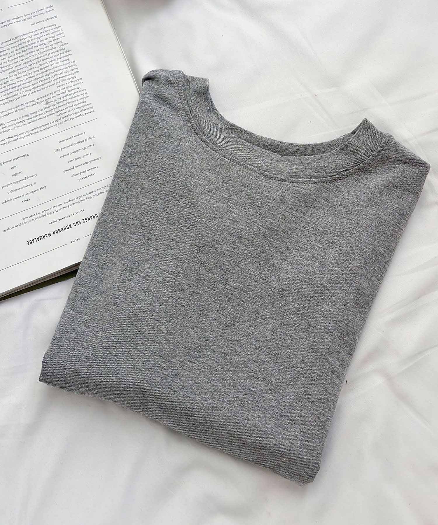 ロワ LOWO なめらか ストレッチ カラーTシャツ （ライトグレー） ライトグレー