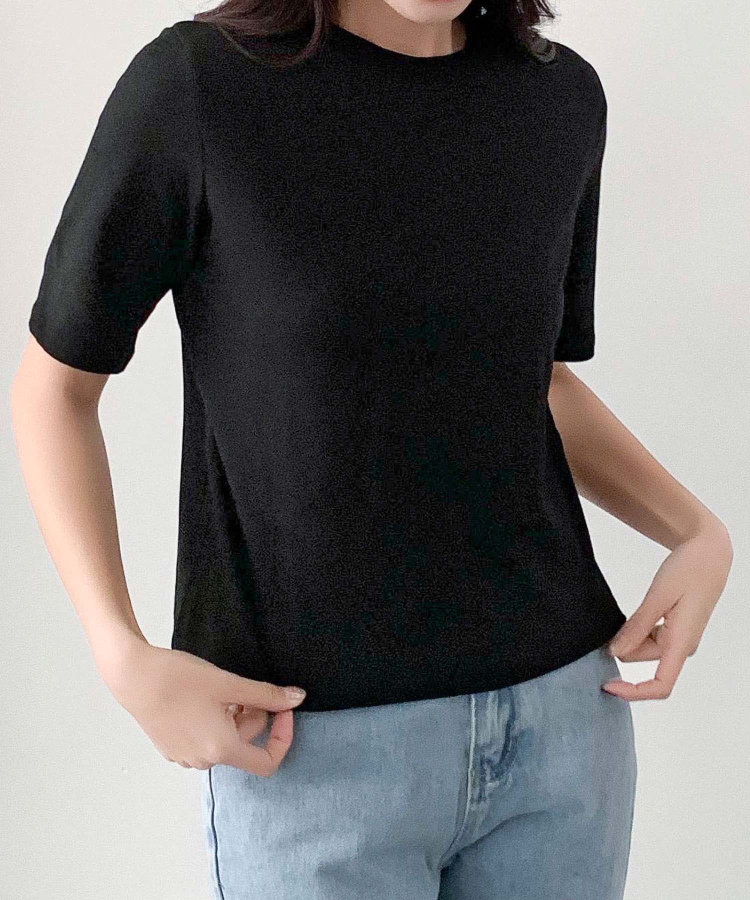 ロワ LOWO なめらか ストレッチ カラーTシャツ （ブラック） ブラック