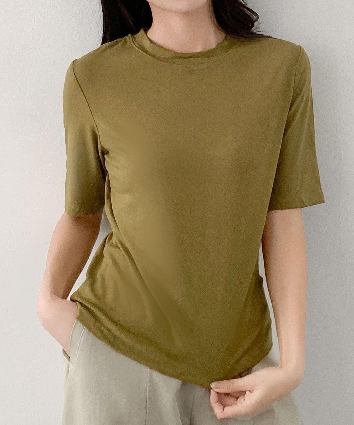 ロワ LOWO なめらか ストレッチ カラーTシャツ （マスタード） マスタード