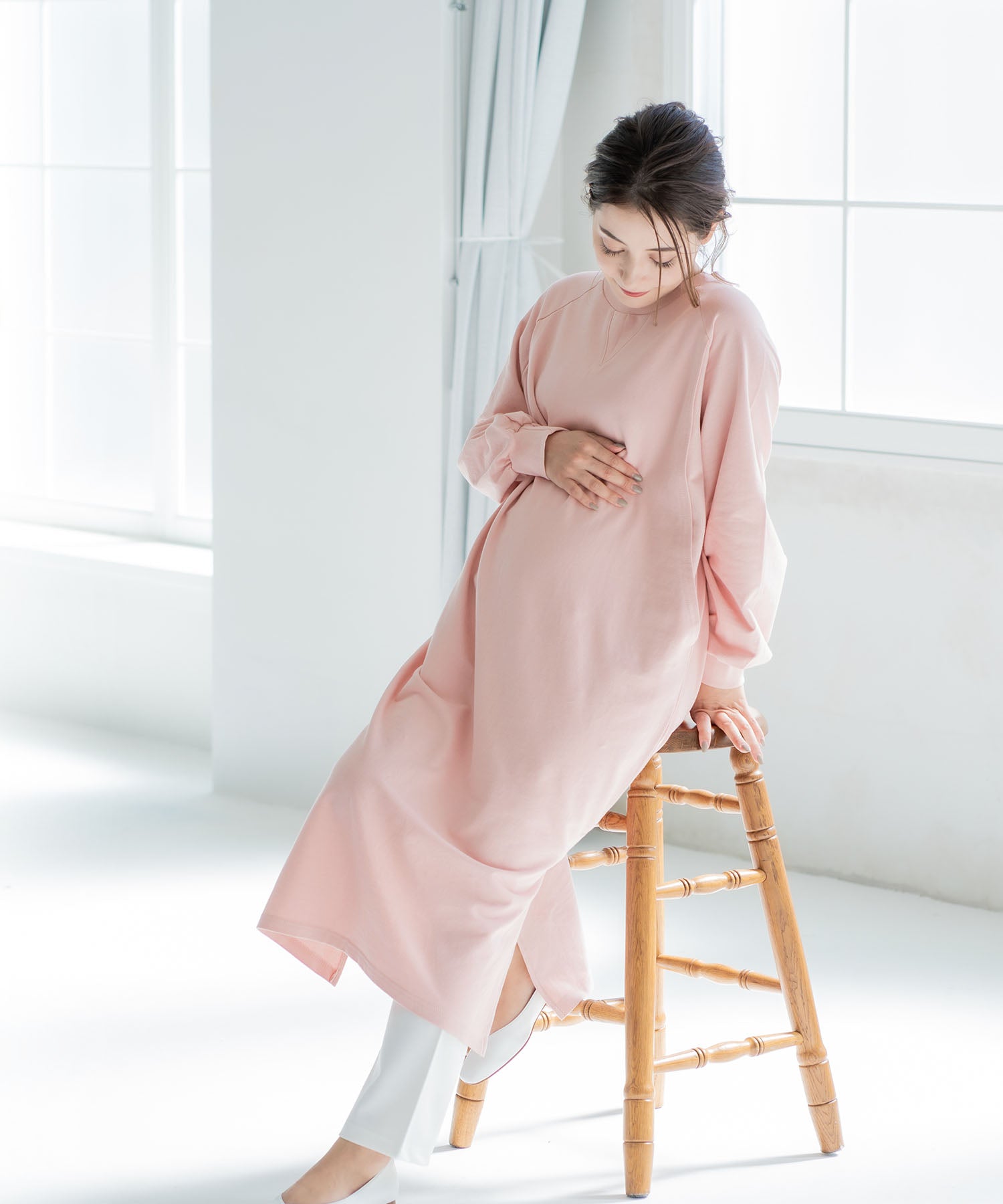 チョコア CHOCOA 授乳やわらかコットンワンピース【マタニティ服／授乳服】21d04 （アイボリー(ivory)） アイボリー(ivory)